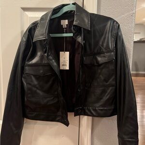 Black Faux Leather Jacket NWT Medium
